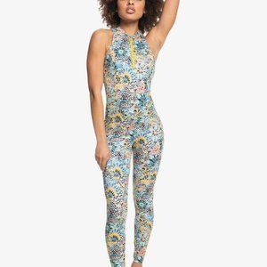 ROXY Rashguard Marine Bloom UPF 50 Front Zip Long Jane Jumpsuit